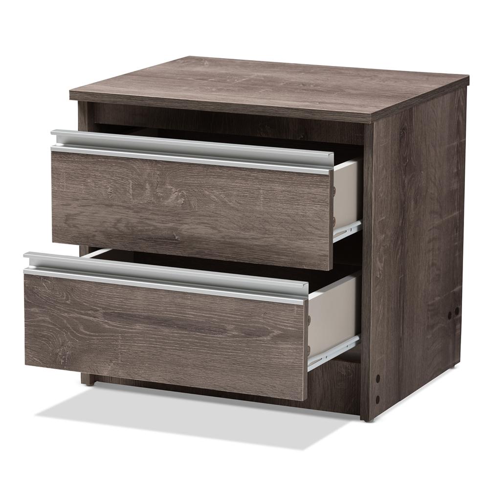 Gala Oak Brown 2-Drawer Nightstand - living-essentials