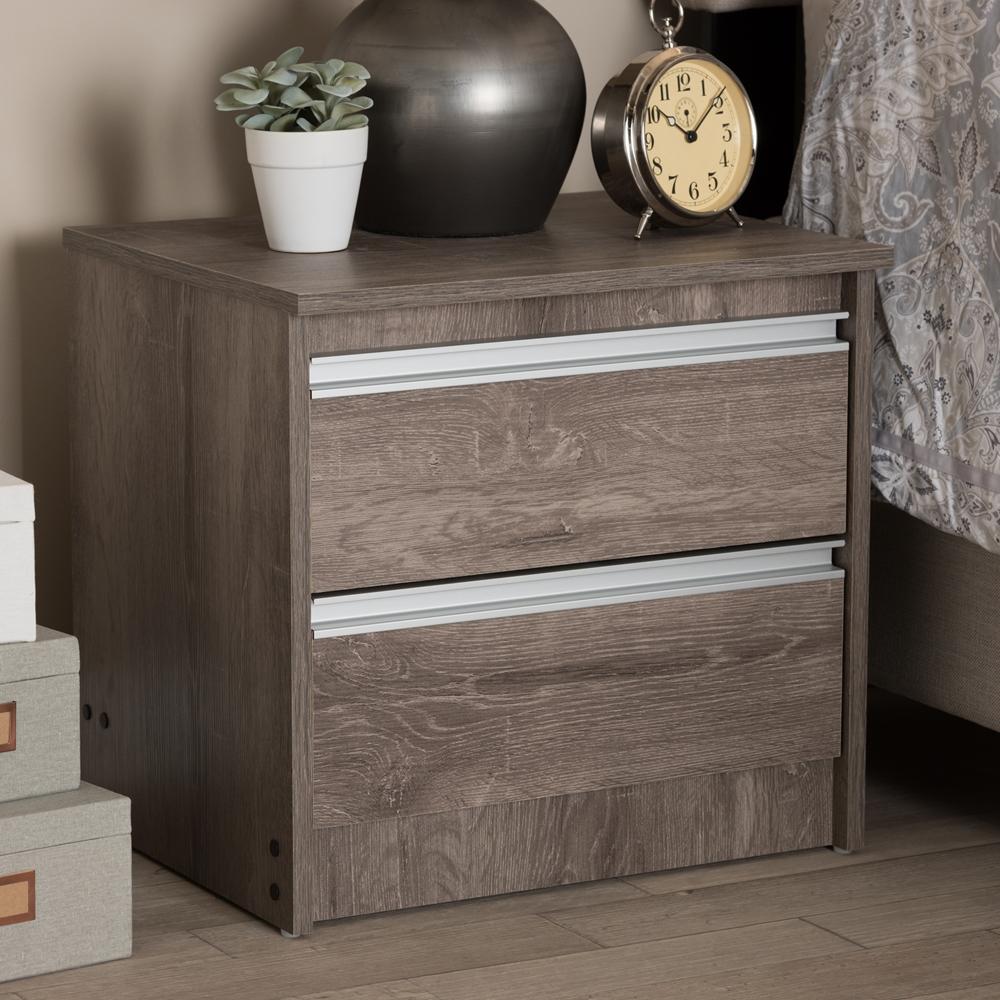 Gala Oak Brown 2-Drawer Nightstand - living-essentials