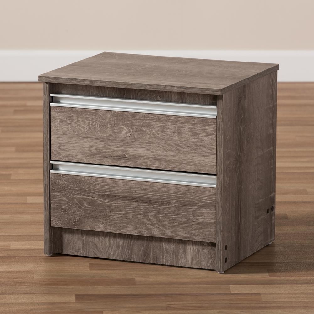 Gala Oak Brown 2-Drawer Nightstand - living-essentials