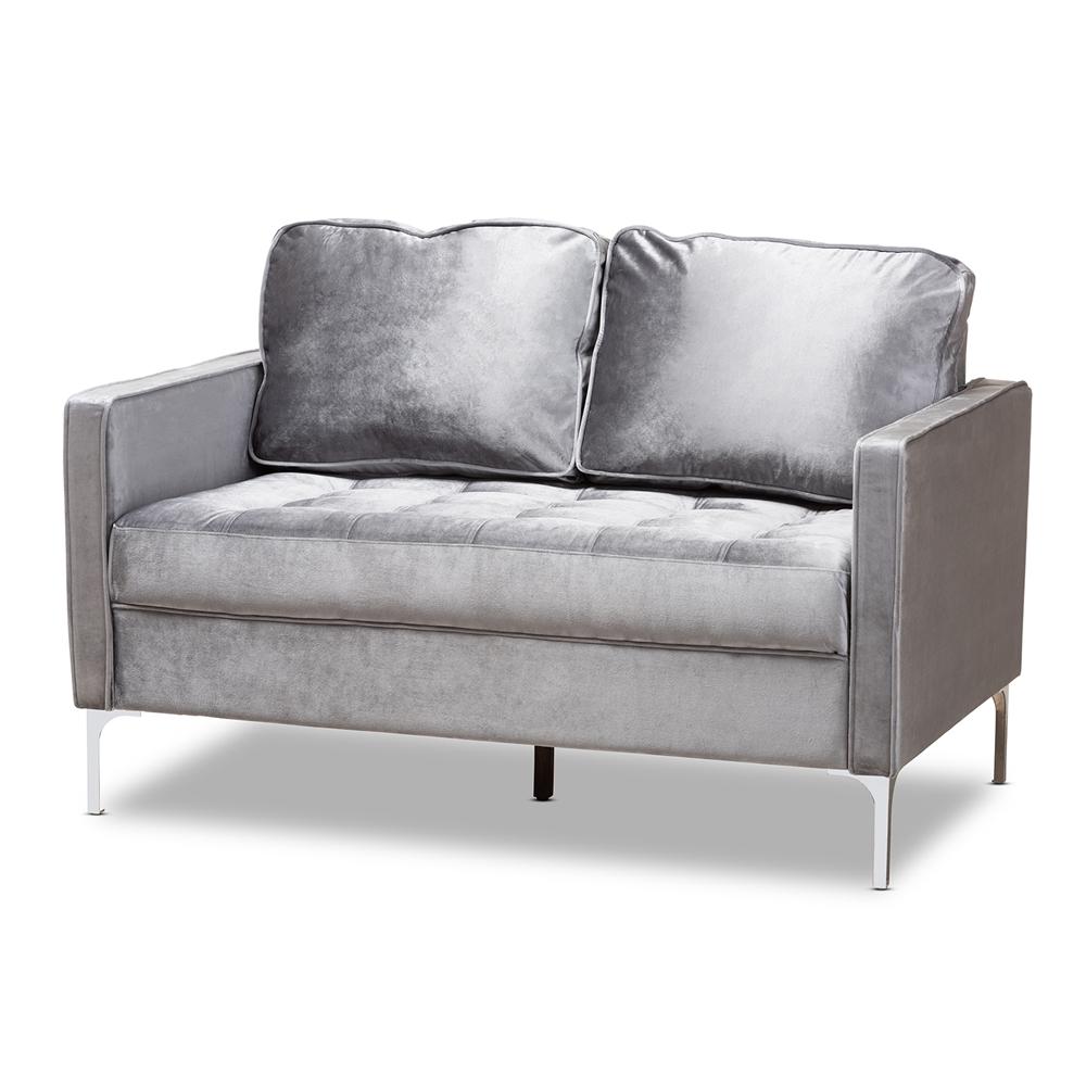 Clark Grey Velvet 2-Seater Loveseat - living-essentials