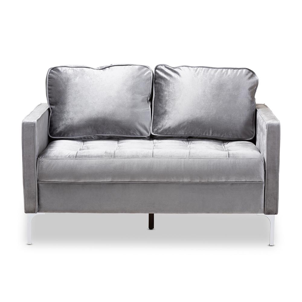 Clark Grey Velvet 2-Seater Loveseat - living-essentials