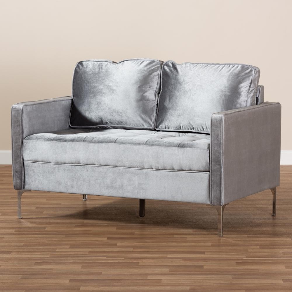 Clark Grey Velvet 2-Seater Loveseat - living-essentials