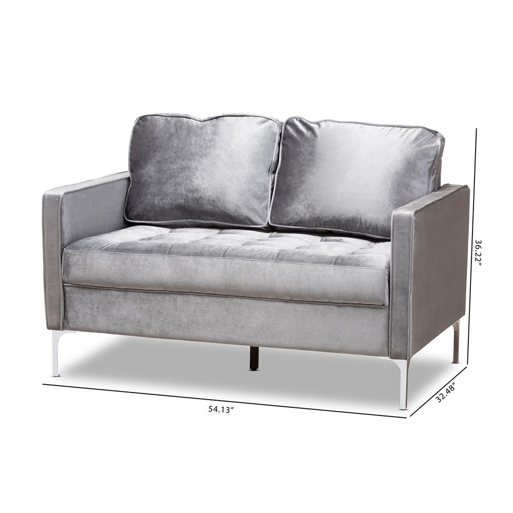 Clark Grey Velvet 2-Seater Loveseat - living-essentials