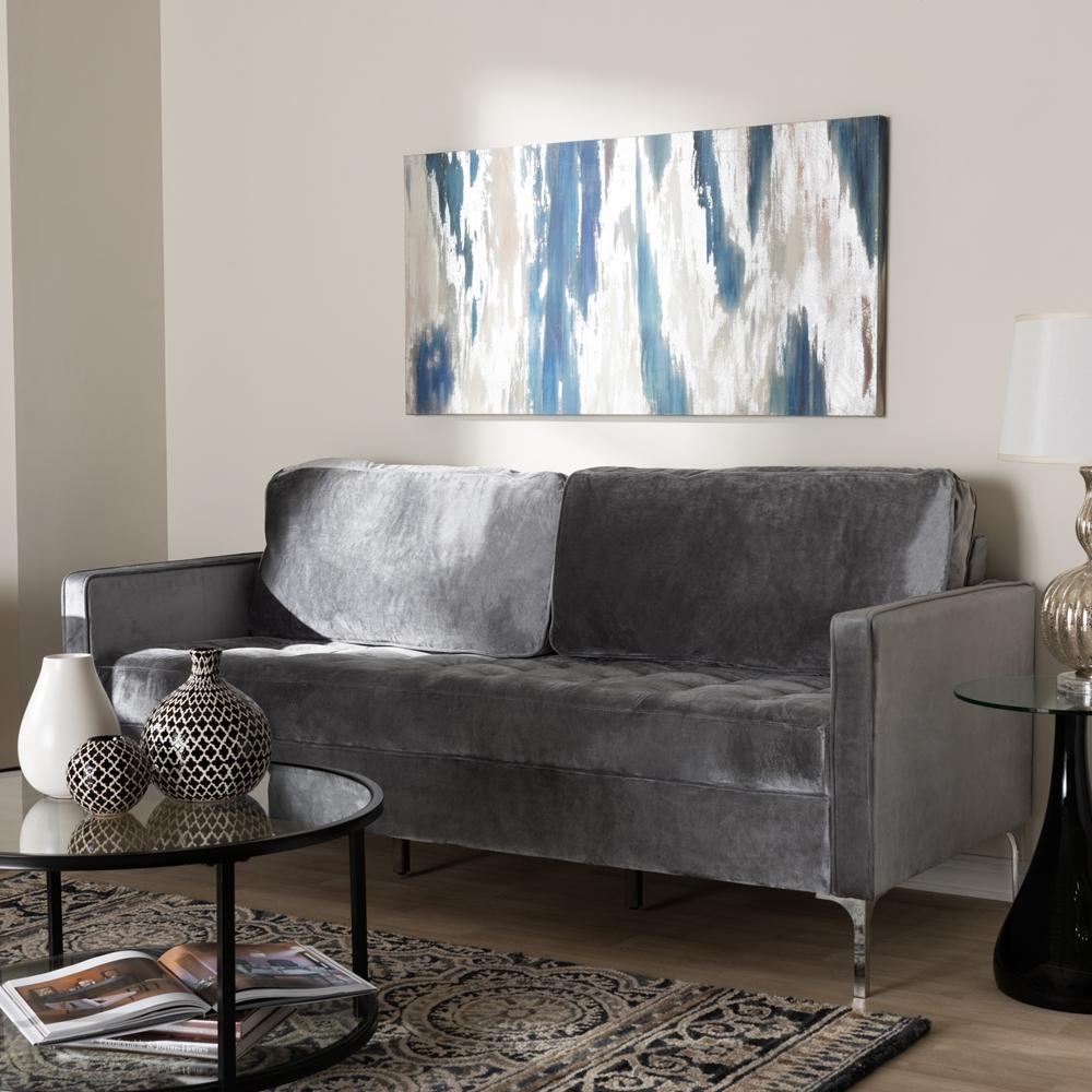 Clark Grey Velvet 3-Seater Sofa - living-essentials