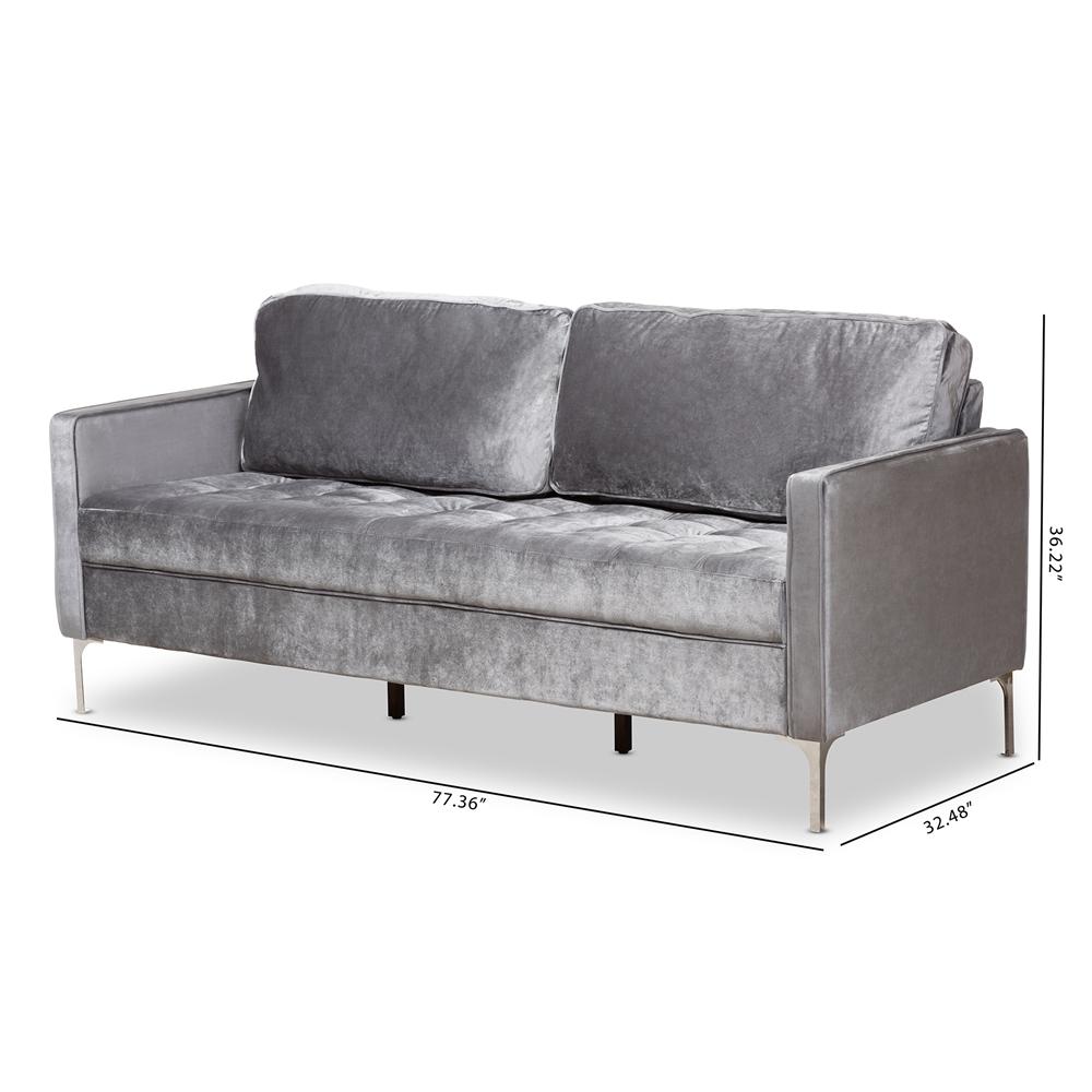 Clark Grey Velvet 3-Seater Sofa - living-essentials