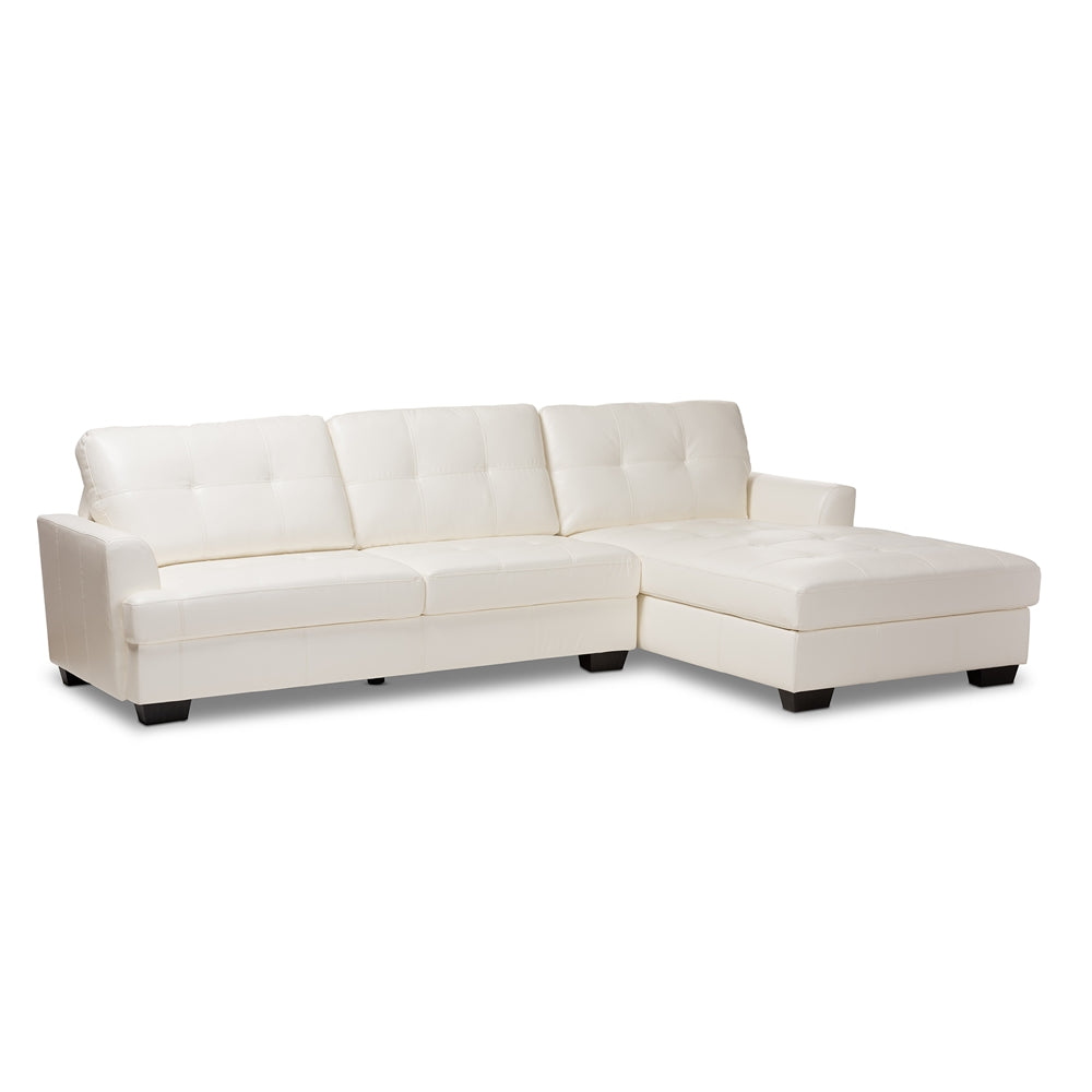 Adelyn White Faux Leather Sectional Sofa - living-essentials