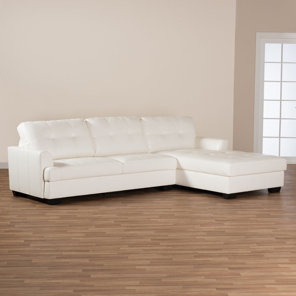 Adelyn White Faux Leather Sectional Sofa - living-essentials