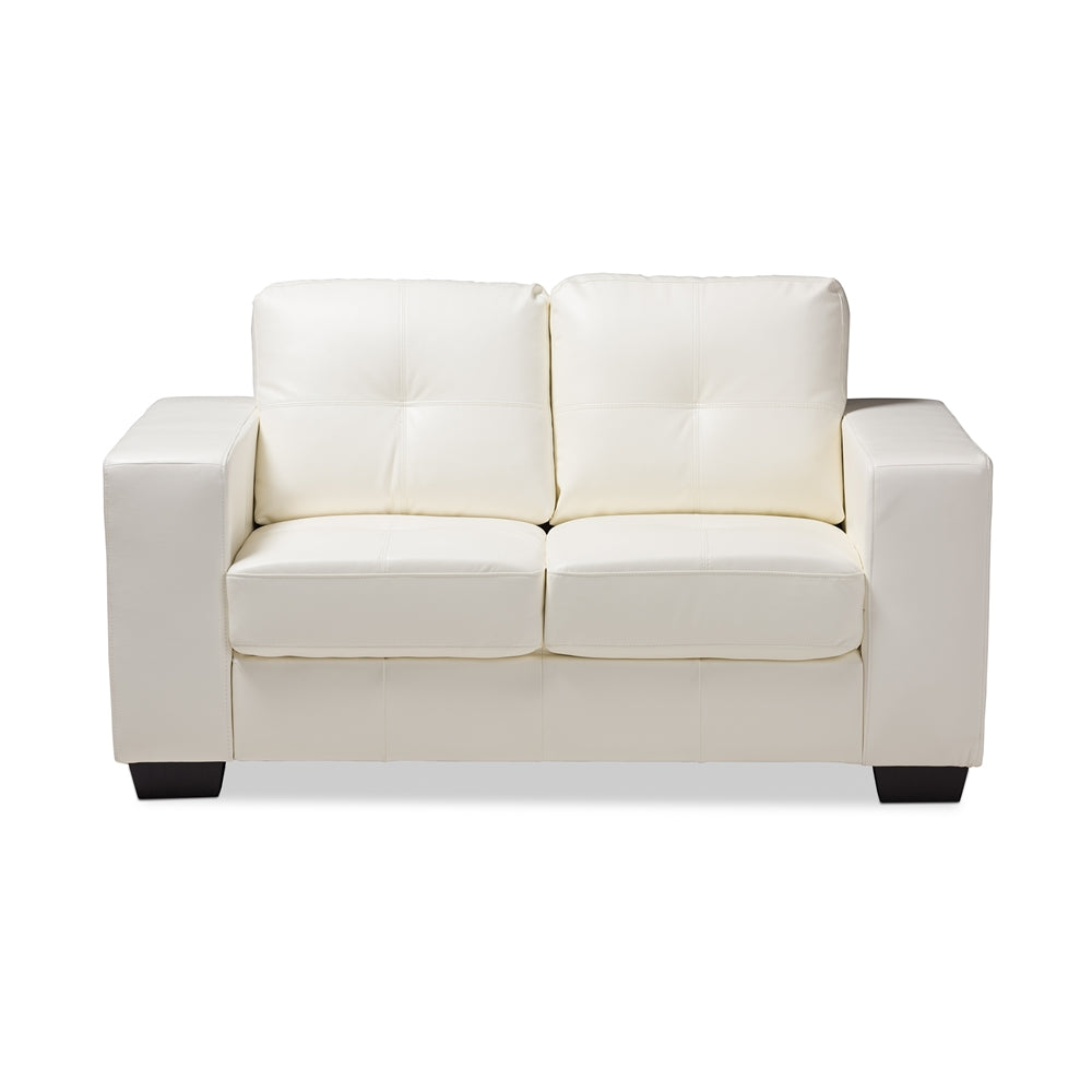 Adelyn White Faux Leather Sofa - living-essentials