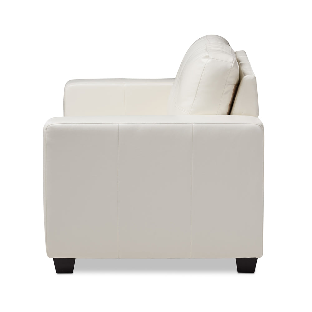 Adelyn White Faux Leather Sofa - living-essentials