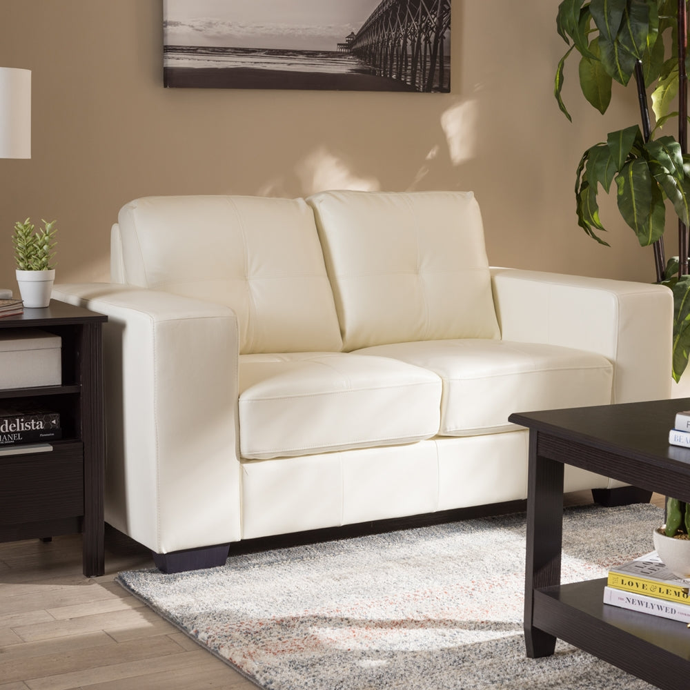 Adelyn White Faux Leather Sofa - living-essentials