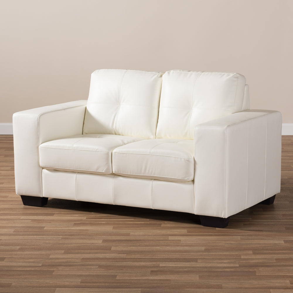 Adelyn White Faux Leather Sofa - living-essentials