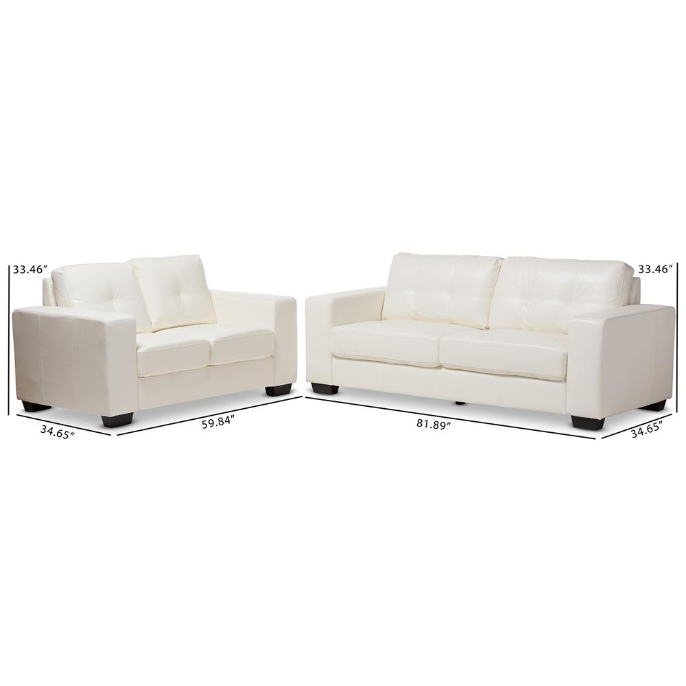Adelyn White Faux Leather 2-Piece Living Room Set - living-essentials
