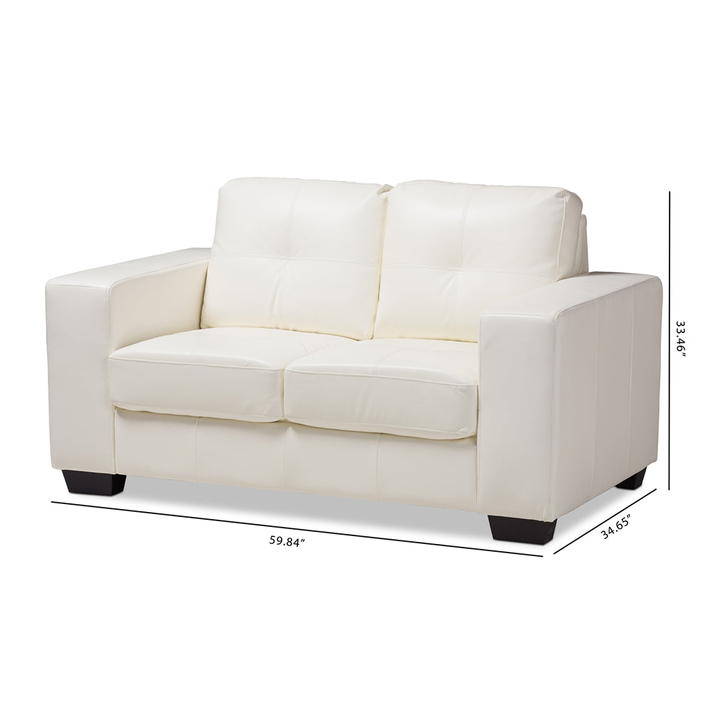 Adelyn White Faux Leather Sofa - living-essentials