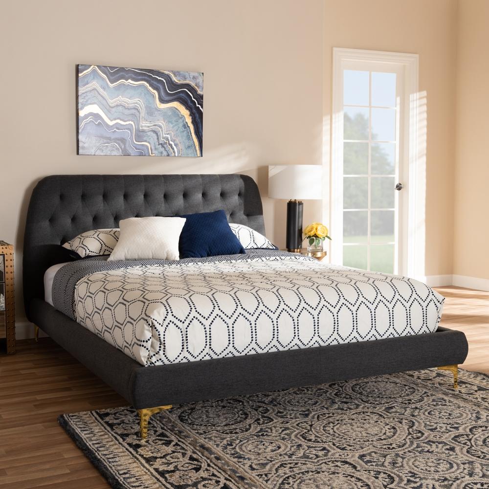 Indigo Dark Grey Queen Platform Bed - living-essentials