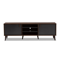 Salma Mid-Century Modern Brown and Dark Grey Finished TV Stand - living-essentials
