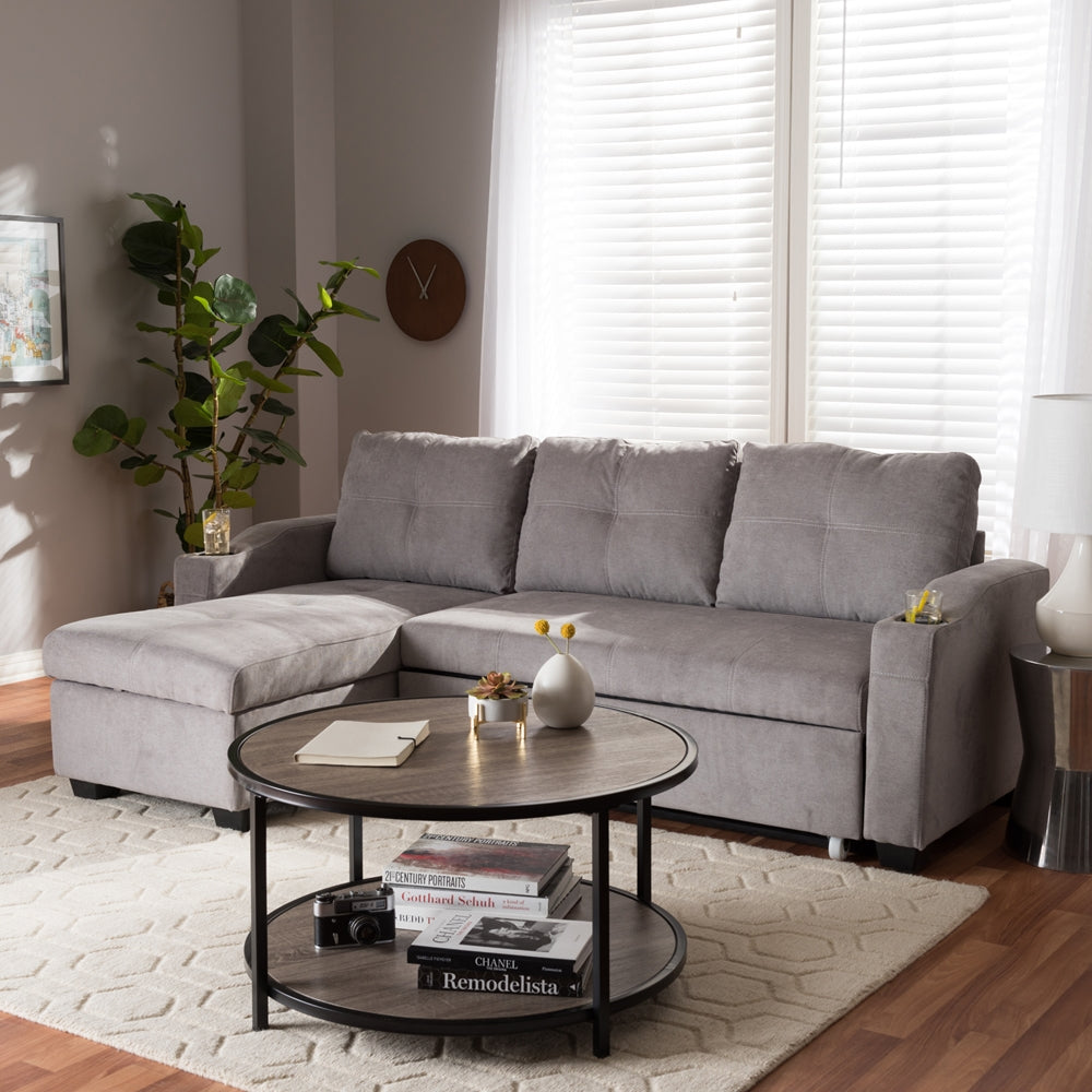 Audrey Modern Light Grey Fabric Sectional Sofa - living-essentials