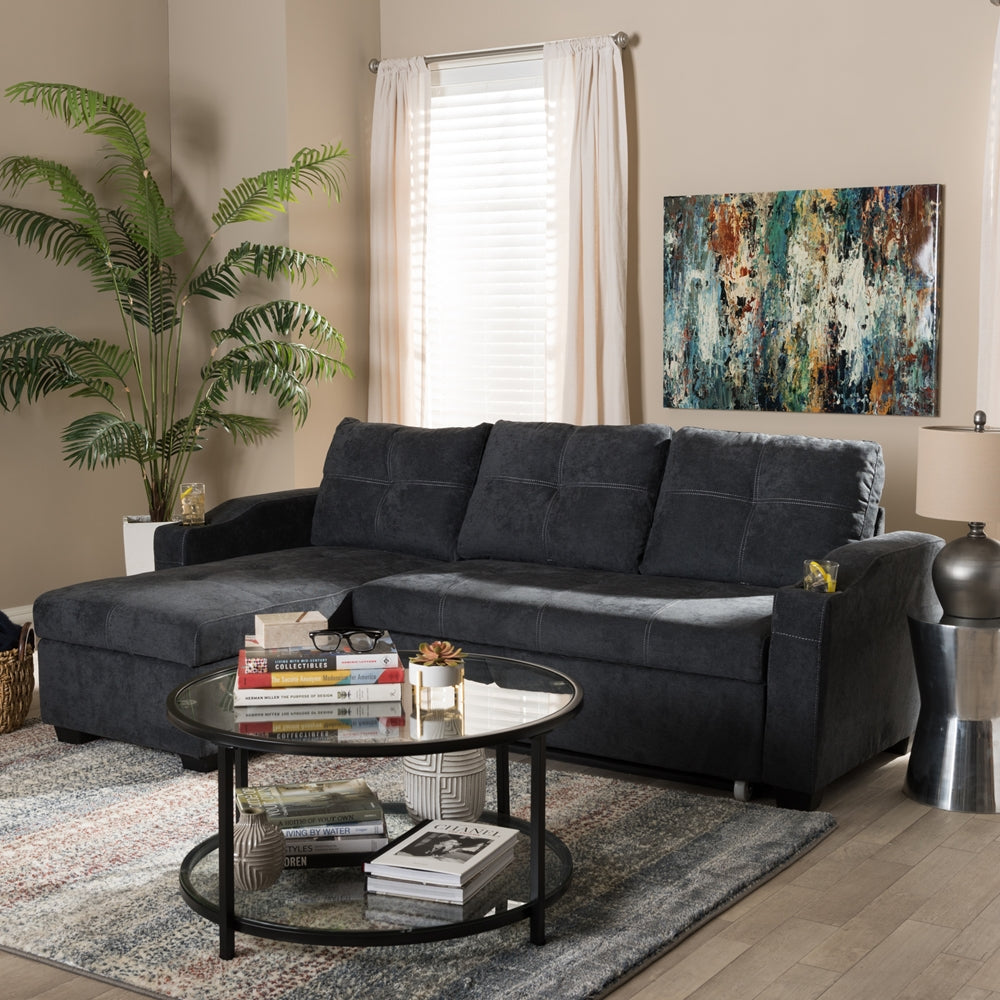 Audrey Modern Dark Grey Fabric Sectional Sofa - living-essentials