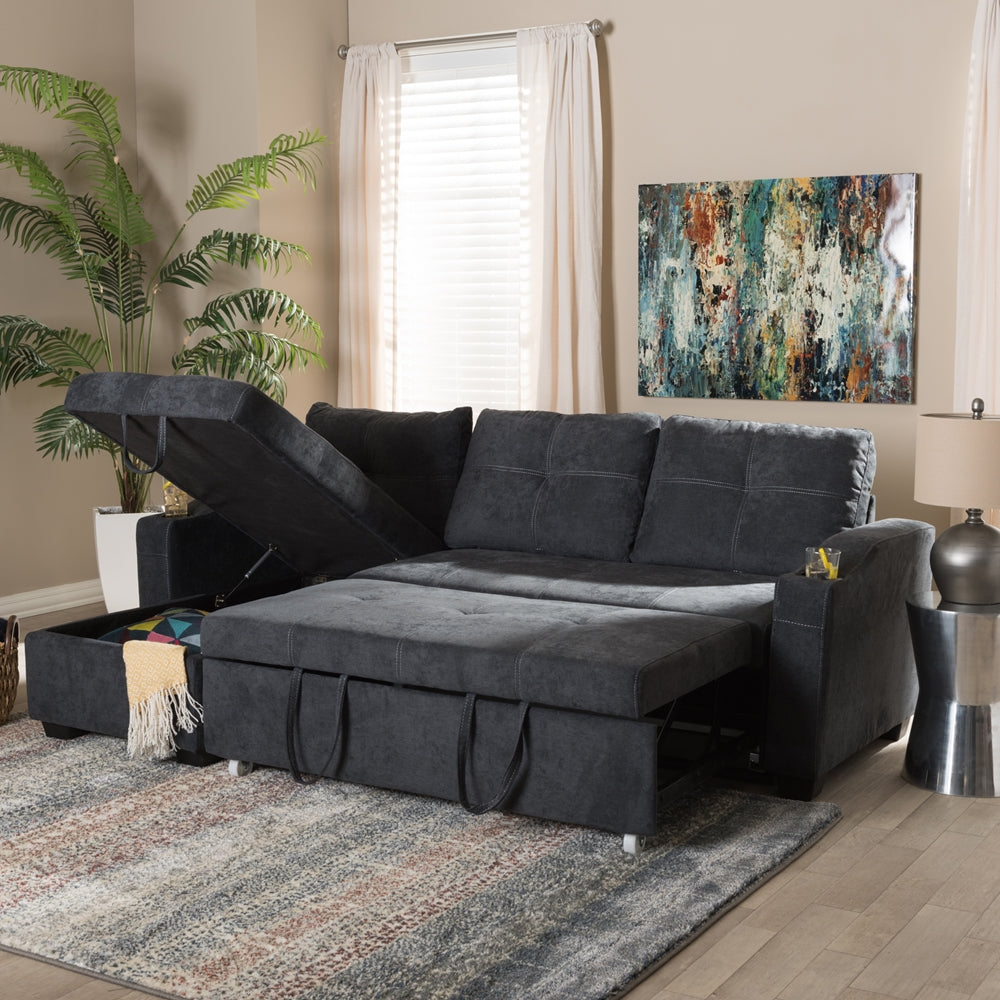 Audrey Modern Dark Grey Fabric Sectional Sofa - living-essentials