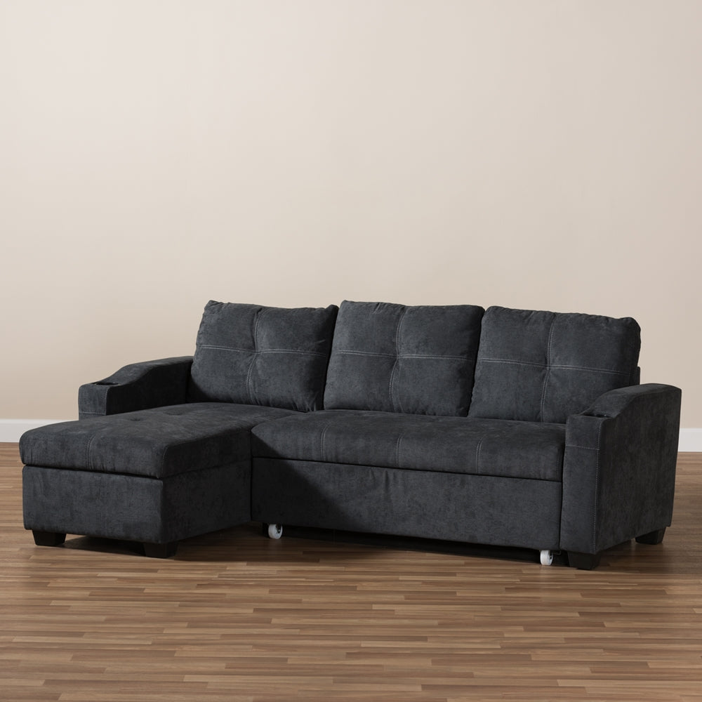 Audrey Modern Dark Grey Fabric Sectional Sofa - living-essentials