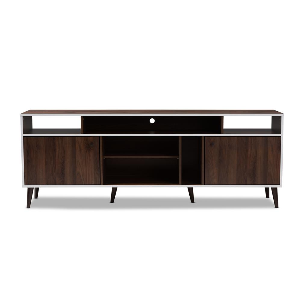 Makena Mid-Century Modern Brown and White Finished TV Stand - living-essentials