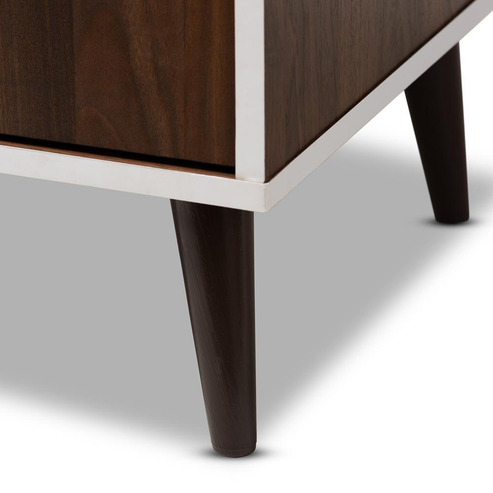 Makena Mid-Century Modern Brown and White Finished TV Stand - living-essentials