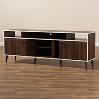 Makena Mid-Century Modern Brown and White Finished TV Stand - living-essentials