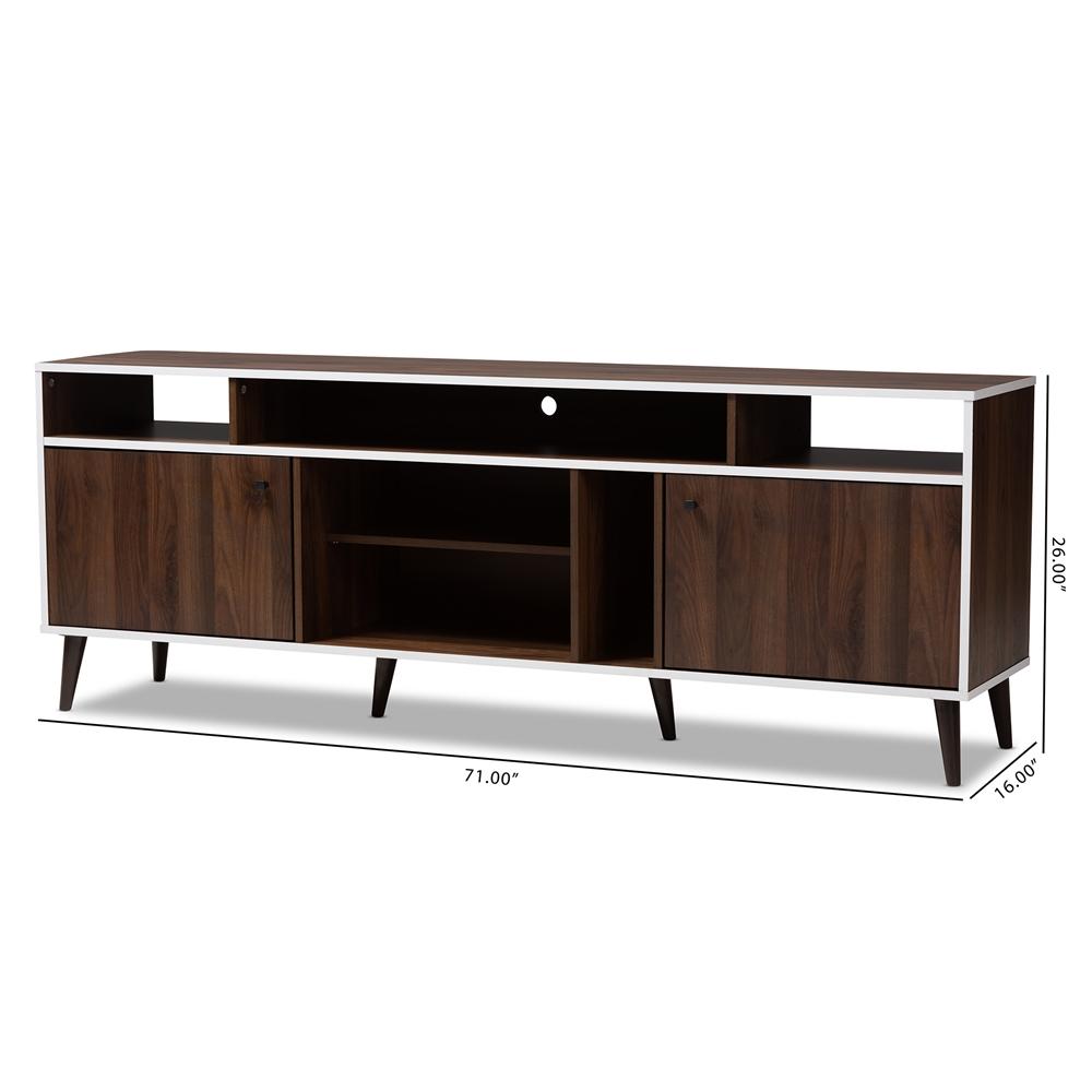 Makena Mid-Century Modern Brown and White Finished TV Stand - living-essentials