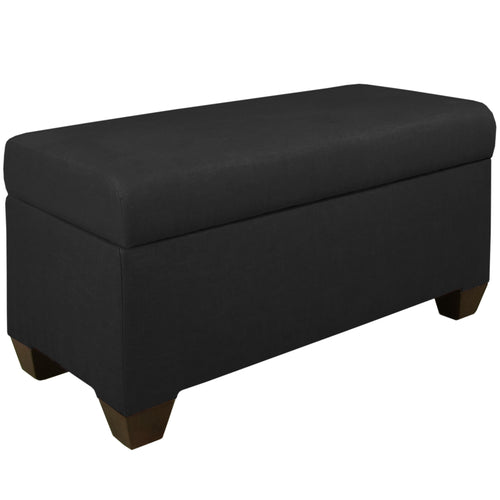 Edith Linen Black Storage Bench - living-essentials