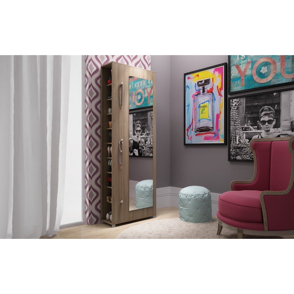 Valencia 1.0- 10- Shelf with 3 Hooks and Mirror Shoe Closet - living-essentials