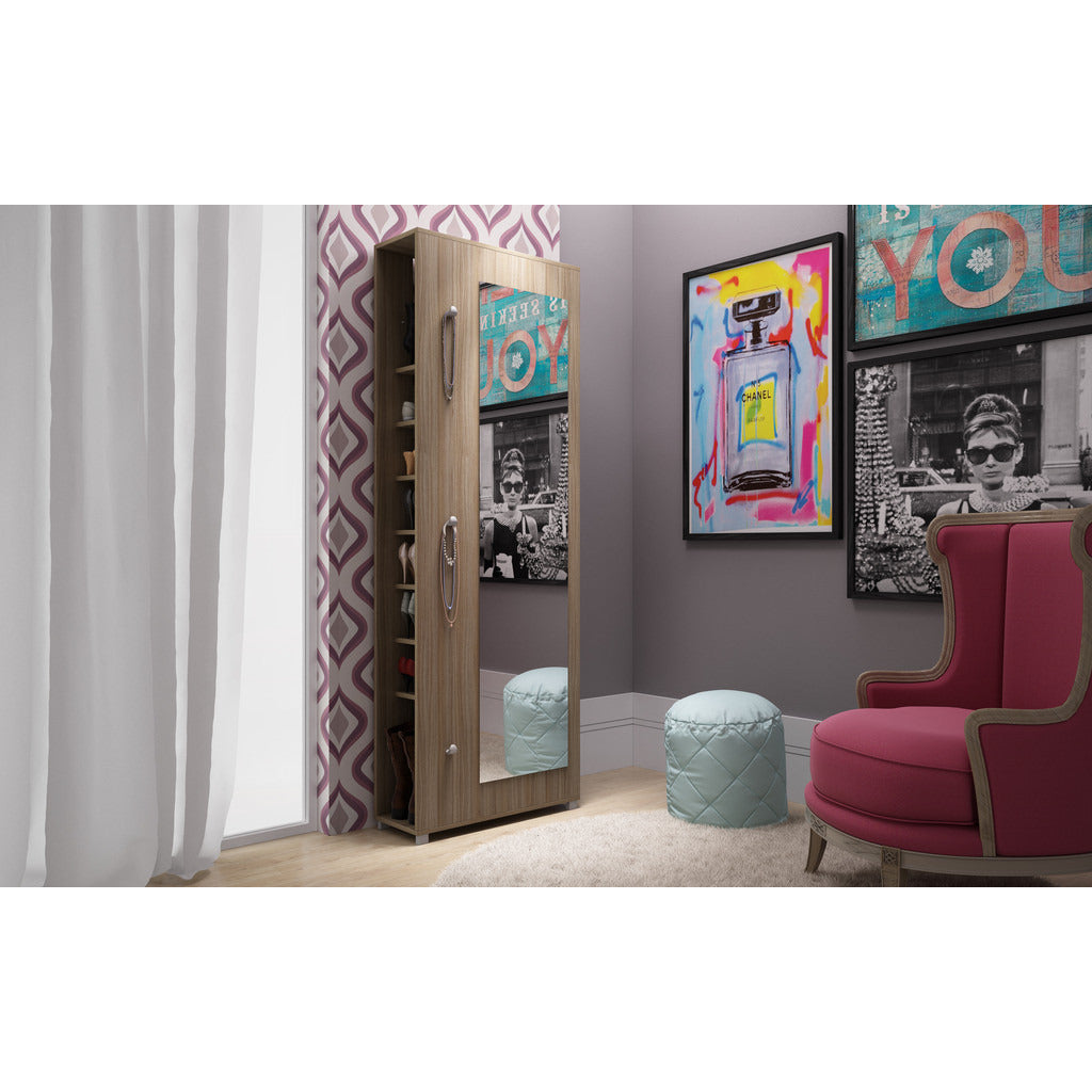 Valencia 1.0- 10- Shelf with 3 Hooks and Mirror Shoe Closet - living-essentials