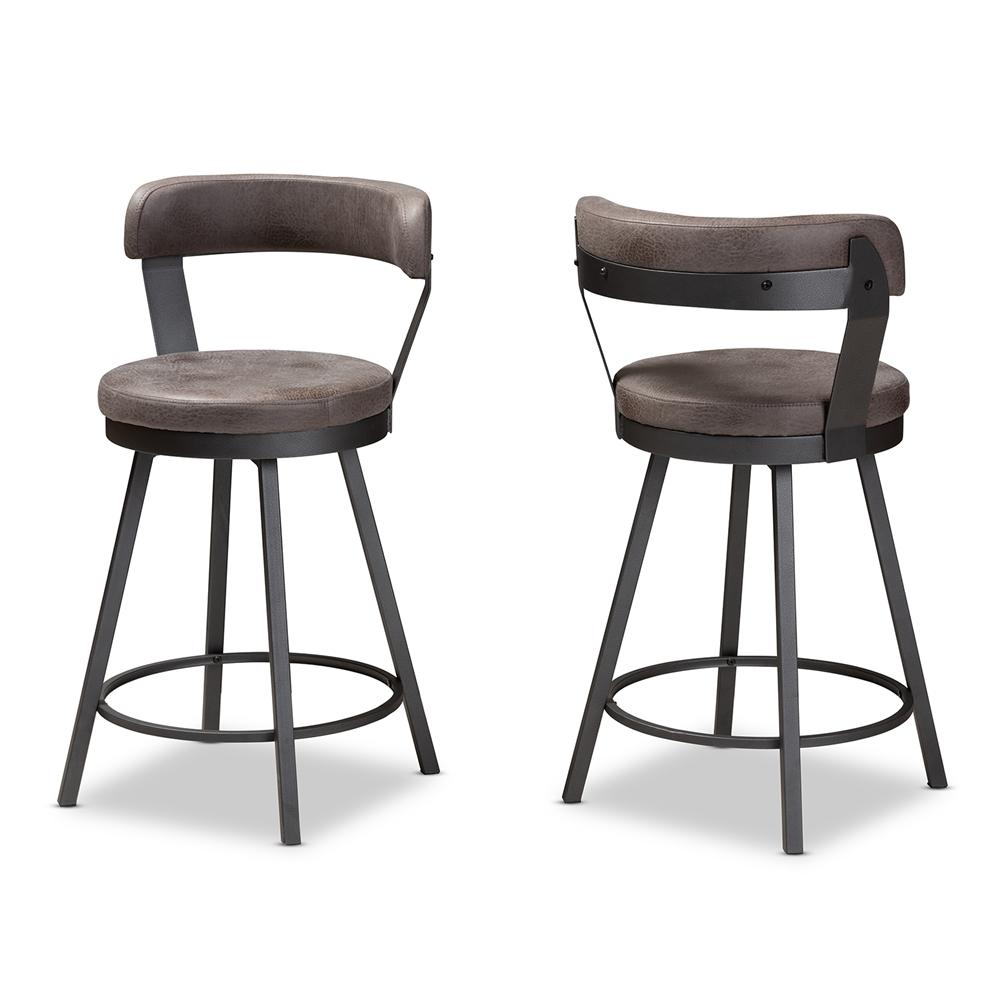 Ariel Leather Swivel Bar Stool Set of 2 - living-essentials