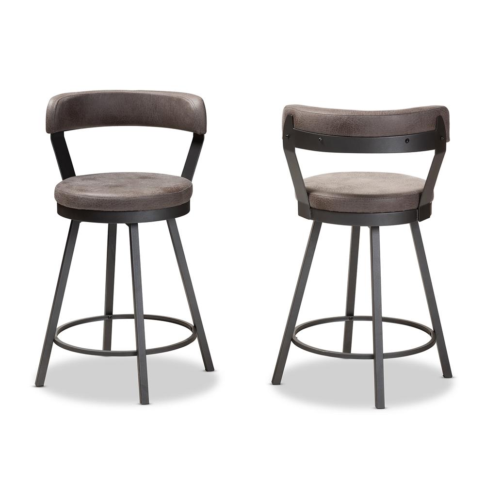 Ariel Leather Swivel Bar Stool Set of 2 - living-essentials