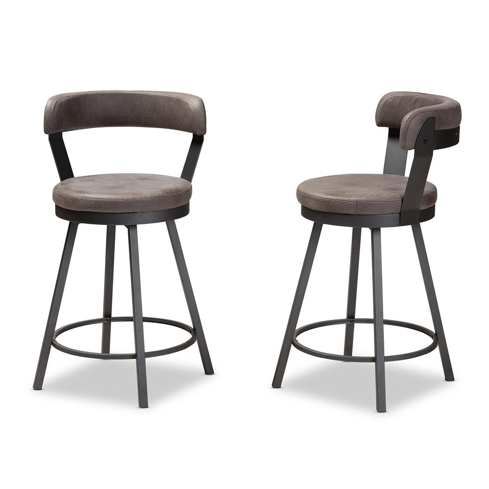 Ariel Leather Swivel Bar Stool Set of 2 - living-essentials