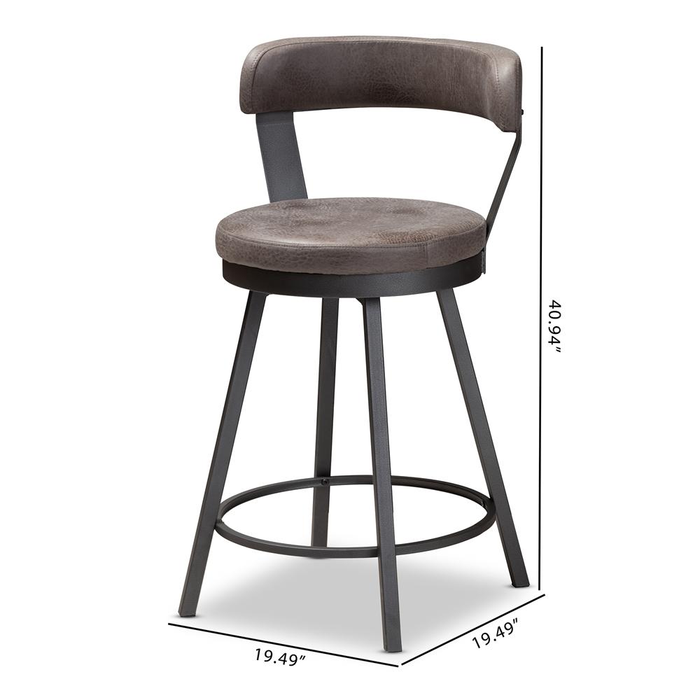 Ariel Leather Swivel Bar Stool Set of 2 - living-essentials