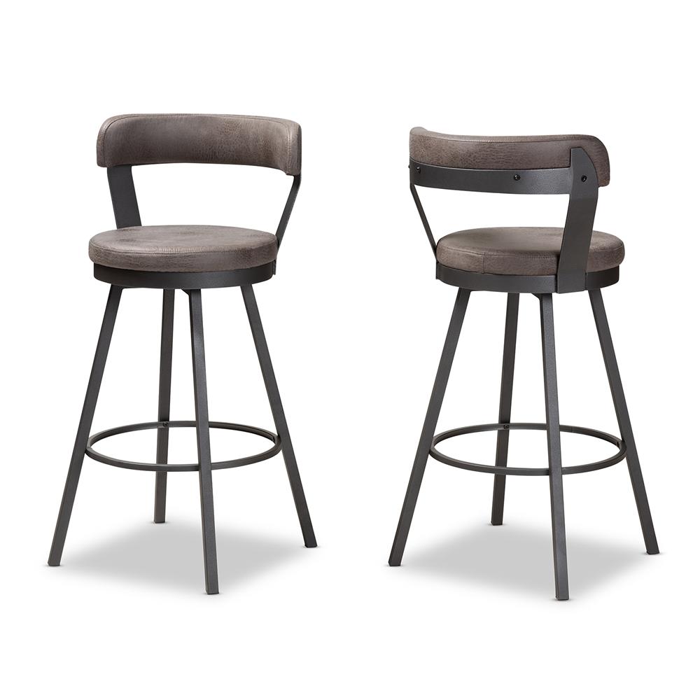 Ariel Leather Bar Stool Set of 2 - living-essentials