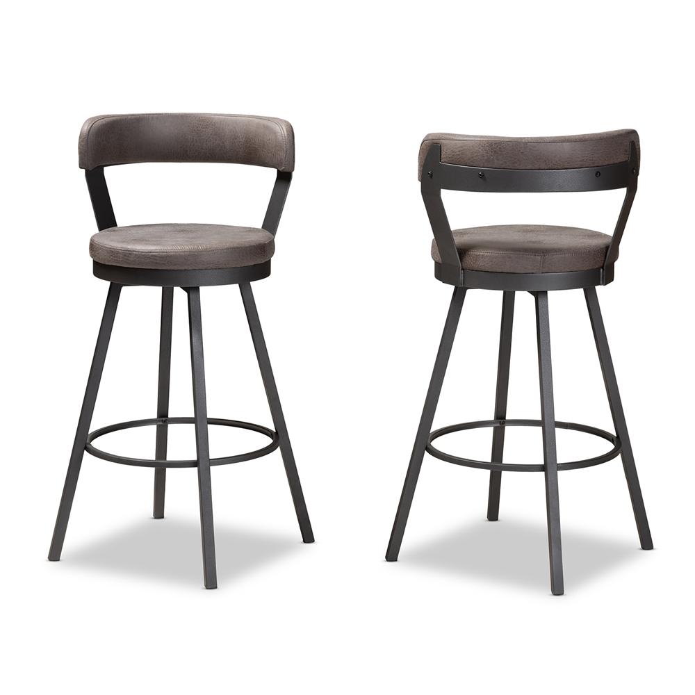 Ariel Leather Bar Stool Set of 2 - living-essentials