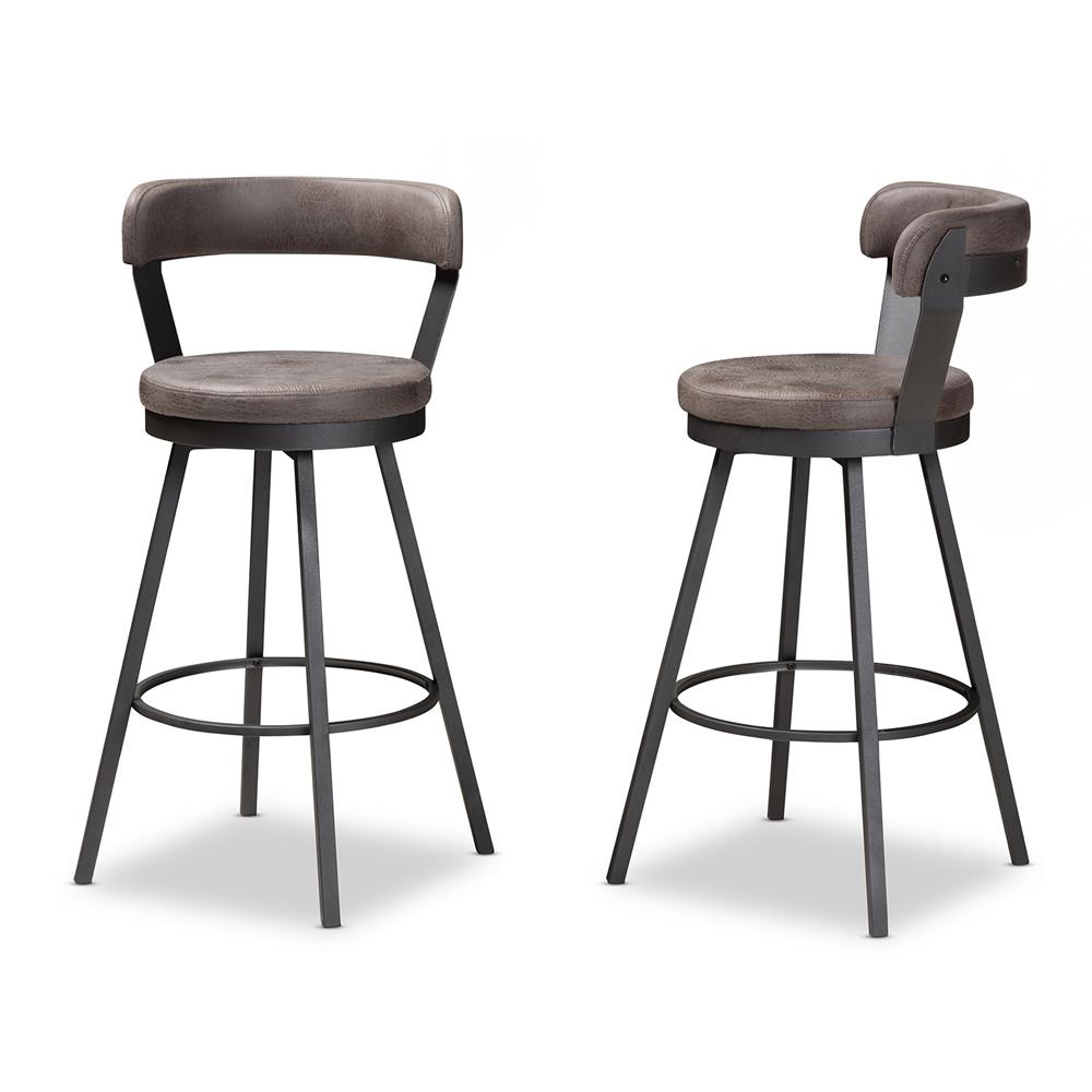 Ariel Leather Bar Stool Set of 2 - living-essentials