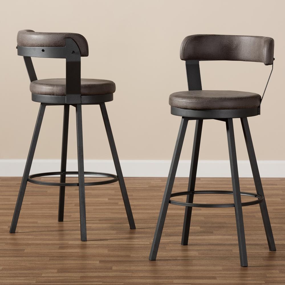 Ariel Leather Bar Stool Set of 2 - living-essentials