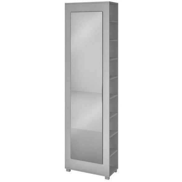 Valencia 2.0- 9-Shelf Shoe Closet with Mirror in White - living-essentials