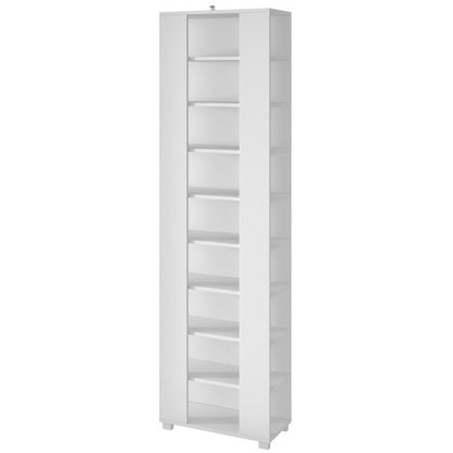 Valencia 2.0- 9-Shelf Shoe Closet with Mirror in White - living-essentials