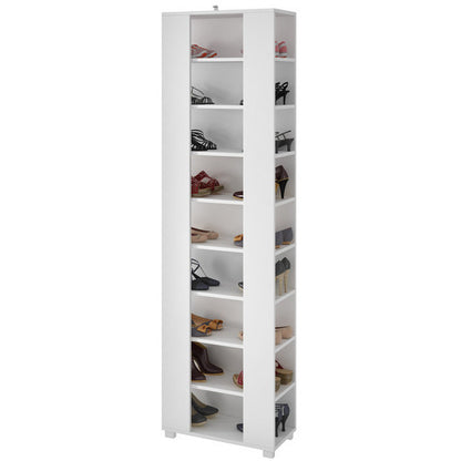 Valencia 2.0- 9-Shelf Shoe Closet with Mirror in White - living-essentials