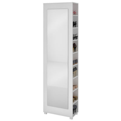 Valencia 2.0- 9-Shelf Shoe Closet with Mirror in White - living-essentials