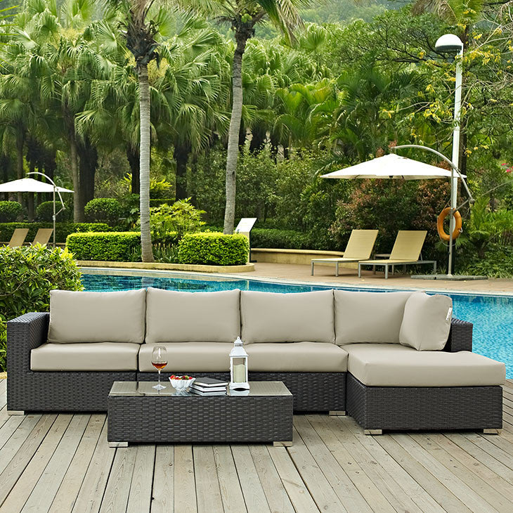 Mont Royal 6 Piece Outdoor Patio Sunbrella Sectional Set - living-essentials