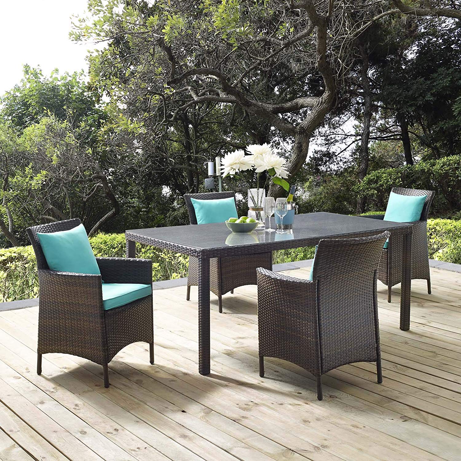 Cadence 5 Piece Outdoor Patio Wicker Rattan Set - -living essentials-