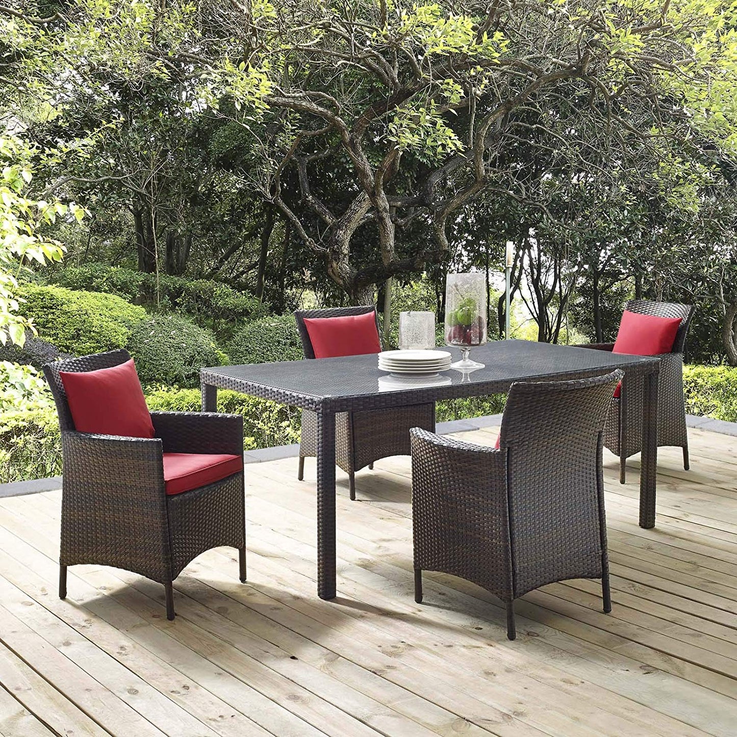 Cadence 5 Piece Outdoor Patio Wicker Rattan Set - -living essentials-