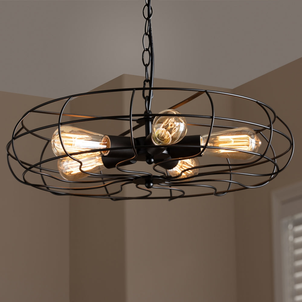 Jasmine Vintage 5-Light Cage Fan Pendant Light - living-essentials