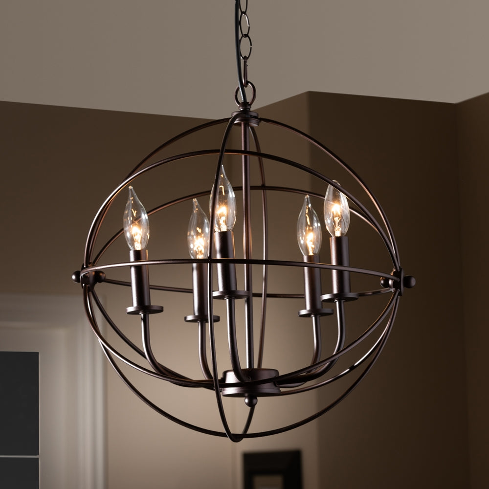 Nia Vintage 5-Light Orb Cage Chandelier - living-essentials