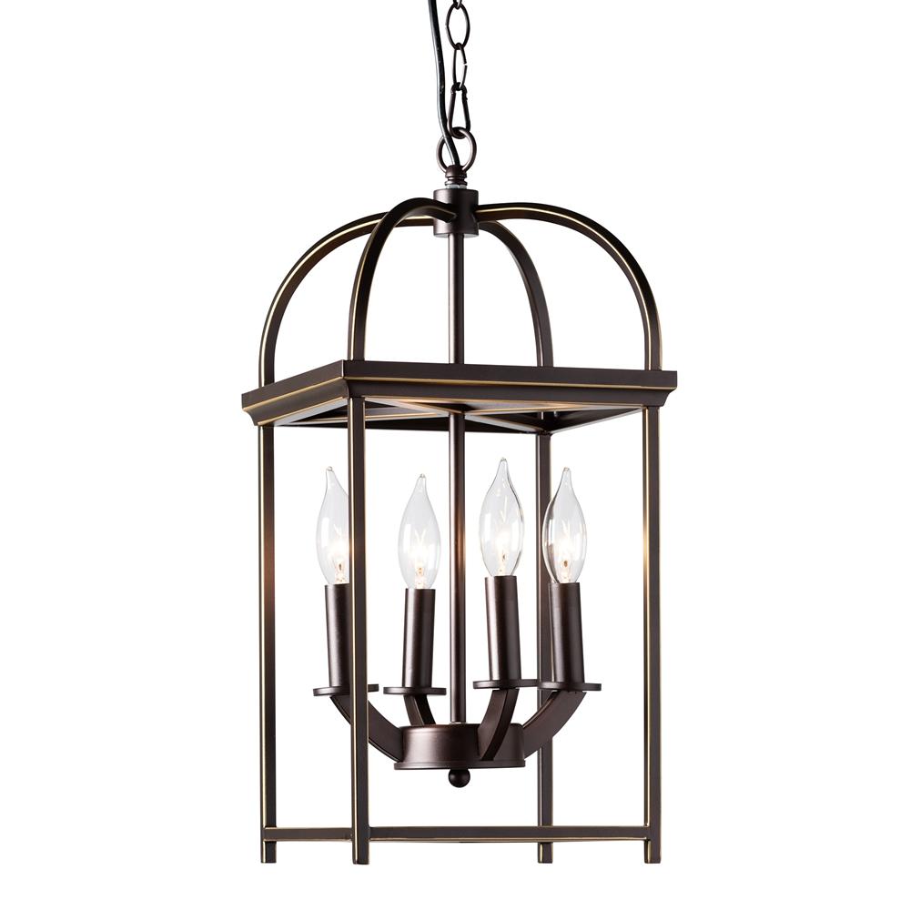 Lily Farmhouse Dark Bronze Metal 4-Light Lantern Pendant Light - living-essentials