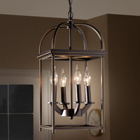 Lily Farmhouse Dark Bronze Metal 4-Light Lantern Pendant Light - living-essentials