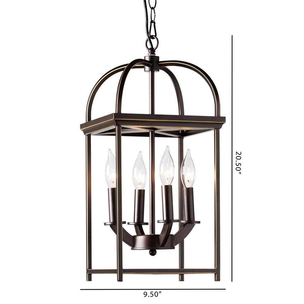 Lily Farmhouse Dark Bronze Metal 4-Light Lantern Pendant Light - living-essentials